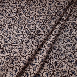 Beige - Pedana Block Printed Cotton Kalamkari Fabric 07