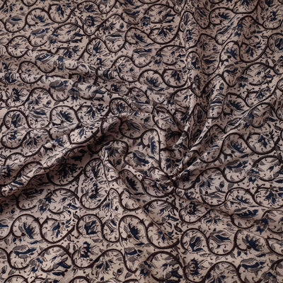 Beige - Pedana Block Printed Cotton Kalamkari Fabric 07