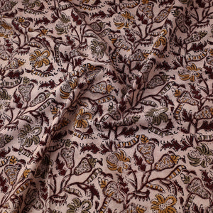 Beige - Pedana Block Printed Cotton Kalamkari Fabric 14