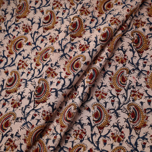Beige - Pedana Block Printed Cotton Kalamkari Fabric 16