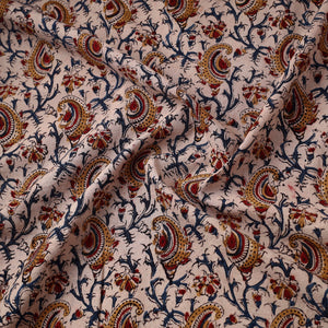 Beige - Pedana Block Printed Cotton Kalamkari Fabric 16