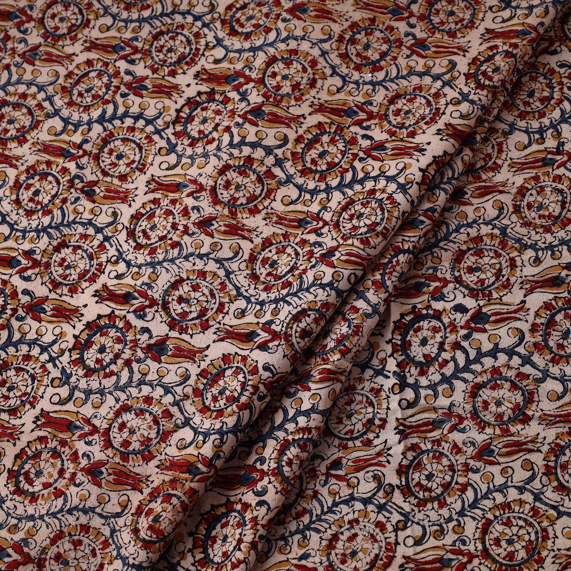 Brown - Pedana Block Printed Cotton Kalamkari Fabric 20