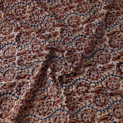 Brown - Pedana Block Printed Cotton Kalamkari Fabric 20