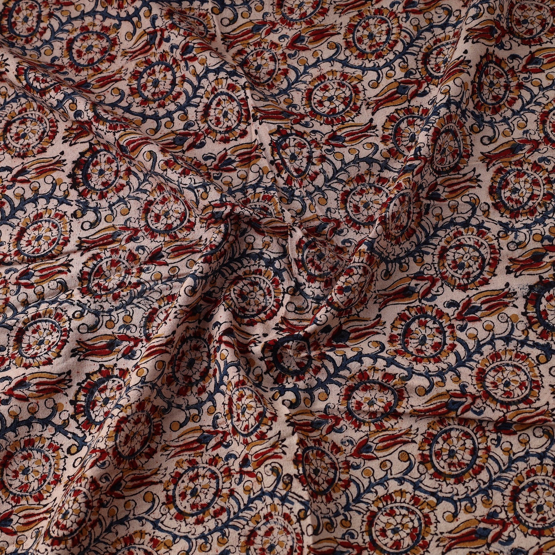 Brown - Pedana Block Printed Cotton Kalamkari Fabric 20