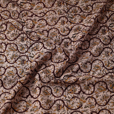 Brown - Pedana Block Printed Cotton Kalamkari Fabric 23