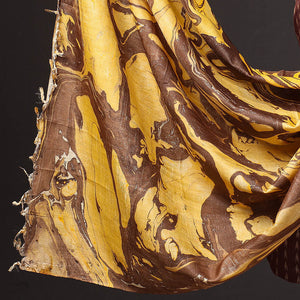 Brown - 3pc Handloom Mulberry Suit Material Set with Banana Silk Marble Printed Dupatta