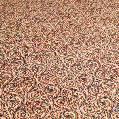 Brown - Block Print Cotton Pedana Kalamkari Bed Sheet 14