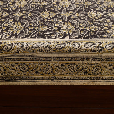 Black - Block Print Cotton Pedana Kalamkari Bed Sheet 17