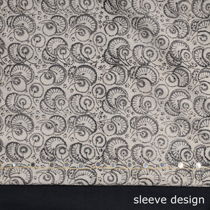 Beige - Bead Work Embroidery Kalamkari Block Printed Cotton Kurta Material - 2.5 meter