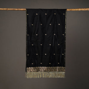 Black - Brocade Handloom Pure Silk Banarasi Stole 14