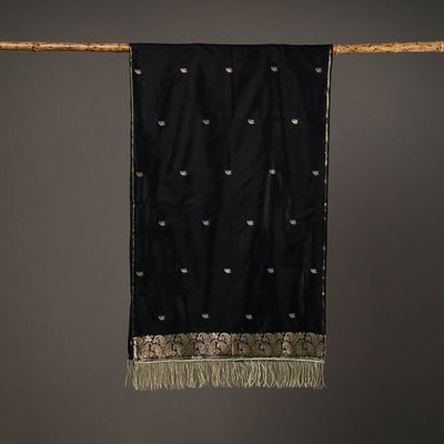 Black - Brocade Handloom Pure Silk Banarasi Stole 14