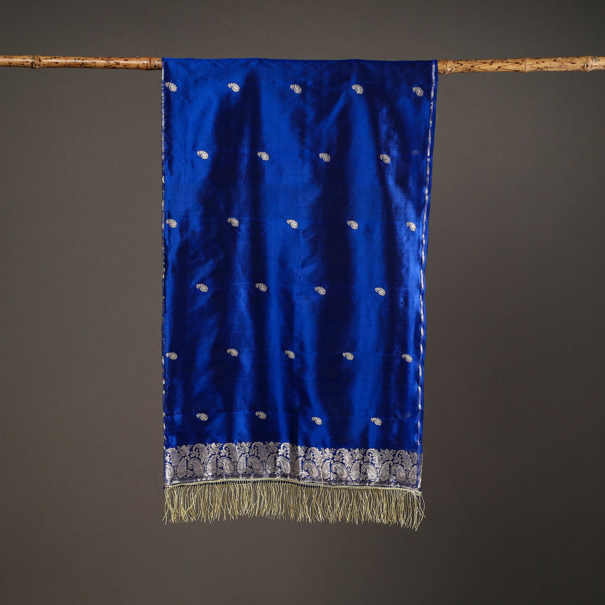 Blue - Brocade Handloom Pure Silk Banarasi Stole 09