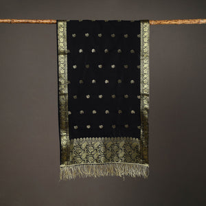 Black - Brocade Handloom Silk Nakshi Buti Banarasi Stole 28
