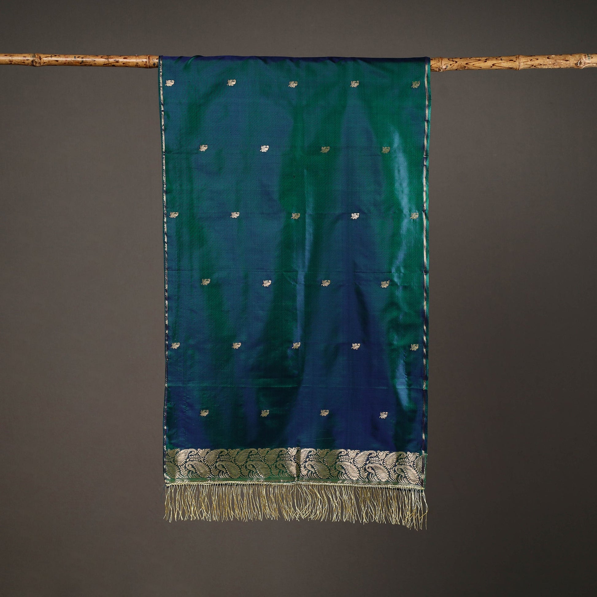 Blue - Brocade Handloom Pure Silk Banarasi Stole 19