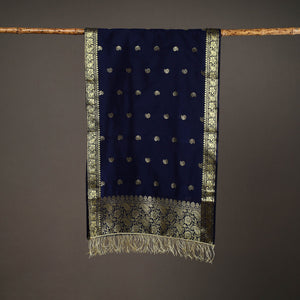 Blue - Brocade Handloom Silk Nakshi Buti Banarasi Stole 20