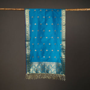 Blue - Brocade Handloom Silk Nakshi Buti Banarasi Stole 29