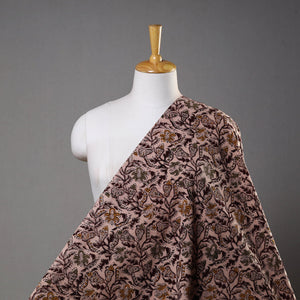 Beige - Pedana Block Printed Cotton Kalamkari Fabric 14
