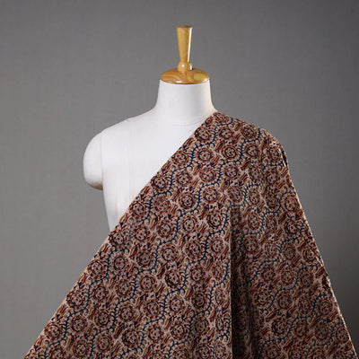 Brown - Pedana Block Printed Cotton Kalamkari Fabric 20