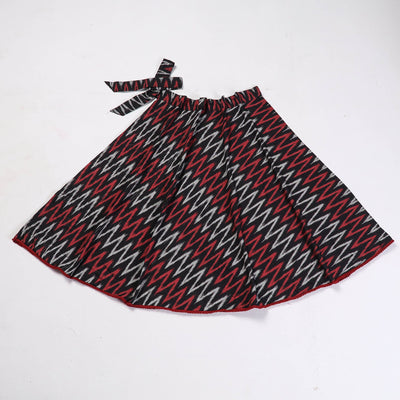 Black - Wrap Around Cotton Pochampally Ikat Skirt