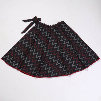 Black - Pochampally Ikat Cotton Wrap Around Skirt