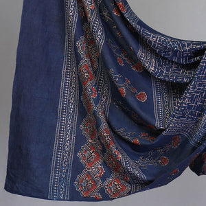 Blue - 3pc Ajrakh Hand Block Printed Cotton Suit Material Set