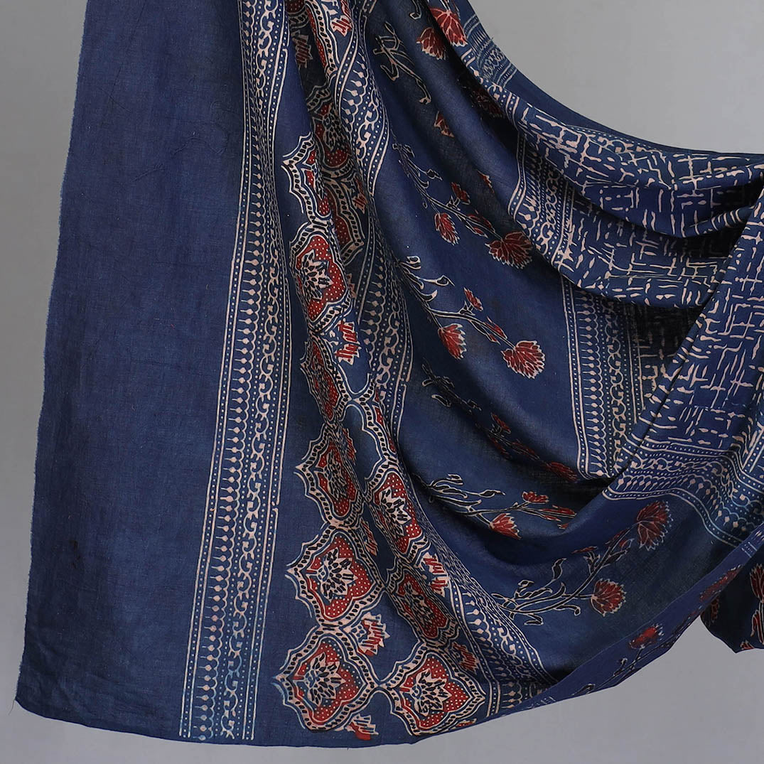 Blue - 3pc Ajrakh Hand Block Printed Cotton Suit Material Set