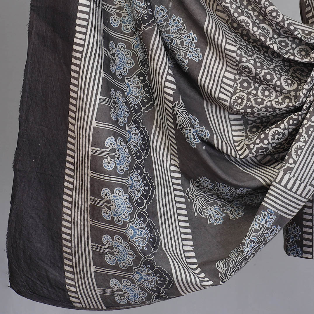Brown - 3pc Ajrakh Hand Block Printed Cotton Suit Material Set