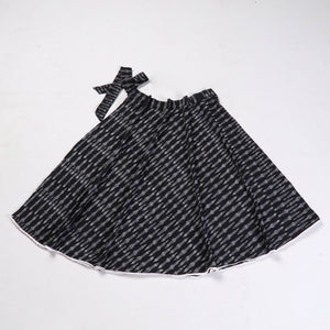 Black - Wrap Around Cotton Pochampally Ikat Skirt
