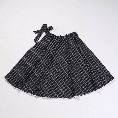 Black - Wrap Around Cotton Pochampally Ikat Skirt