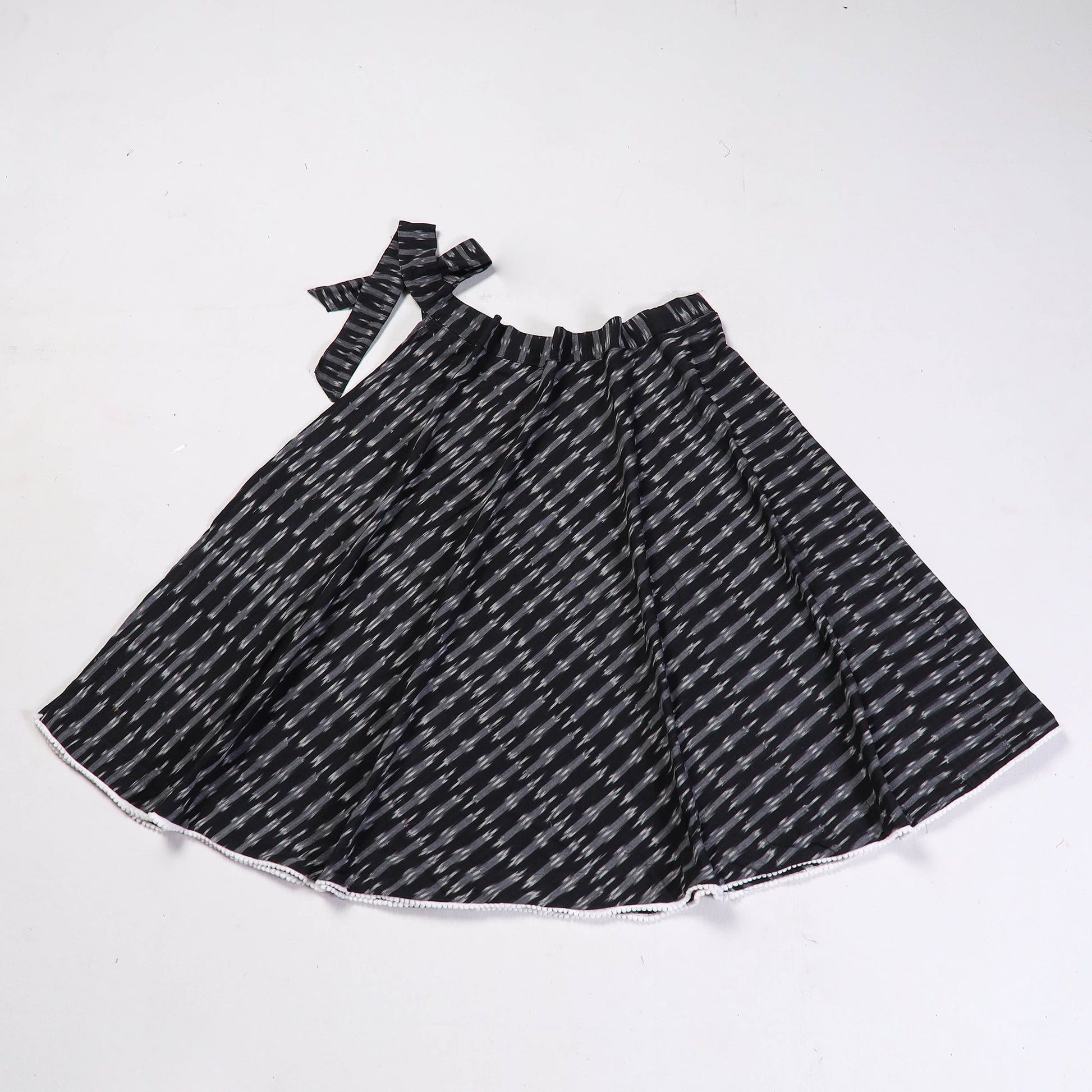 Black - Wrap Around Cotton Pochampally Ikat Skirt