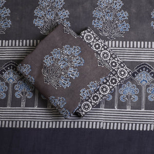 Brown - 3pc Ajrakh Hand Block Printed Cotton Suit Material Set