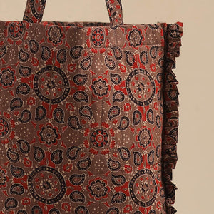 Brown - Handcrafted Cotton Frill Jhola Bag 02