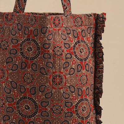 Brown - Handcrafted Cotton Frill Jhola Bag 02