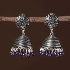 Anaya German Silver Beaded Jhumki Earrings