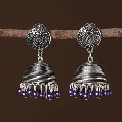 Anaya German Silver Beaded Jhumki Earrings