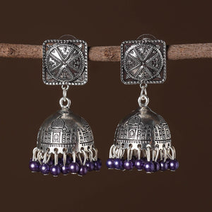 Ayesha German Silver Beaded Jhumki Earrings