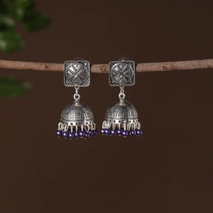 Ayesha German Silver Beaded Jhumki Earrings