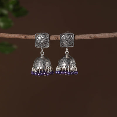 Ayesha German Silver Beaded Jhumki Earrings