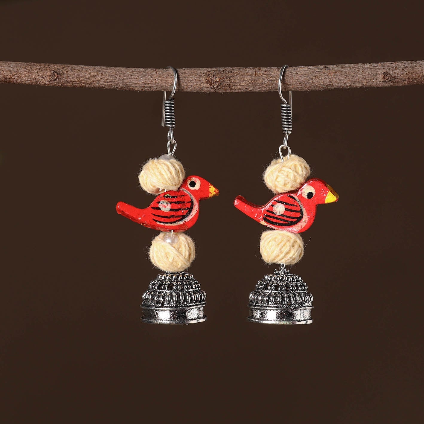 Adhya German Silver Jhumki Earrings