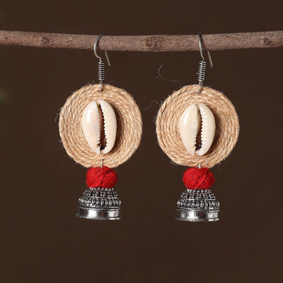 Afiya German Silver Jute Jhumki Earrings