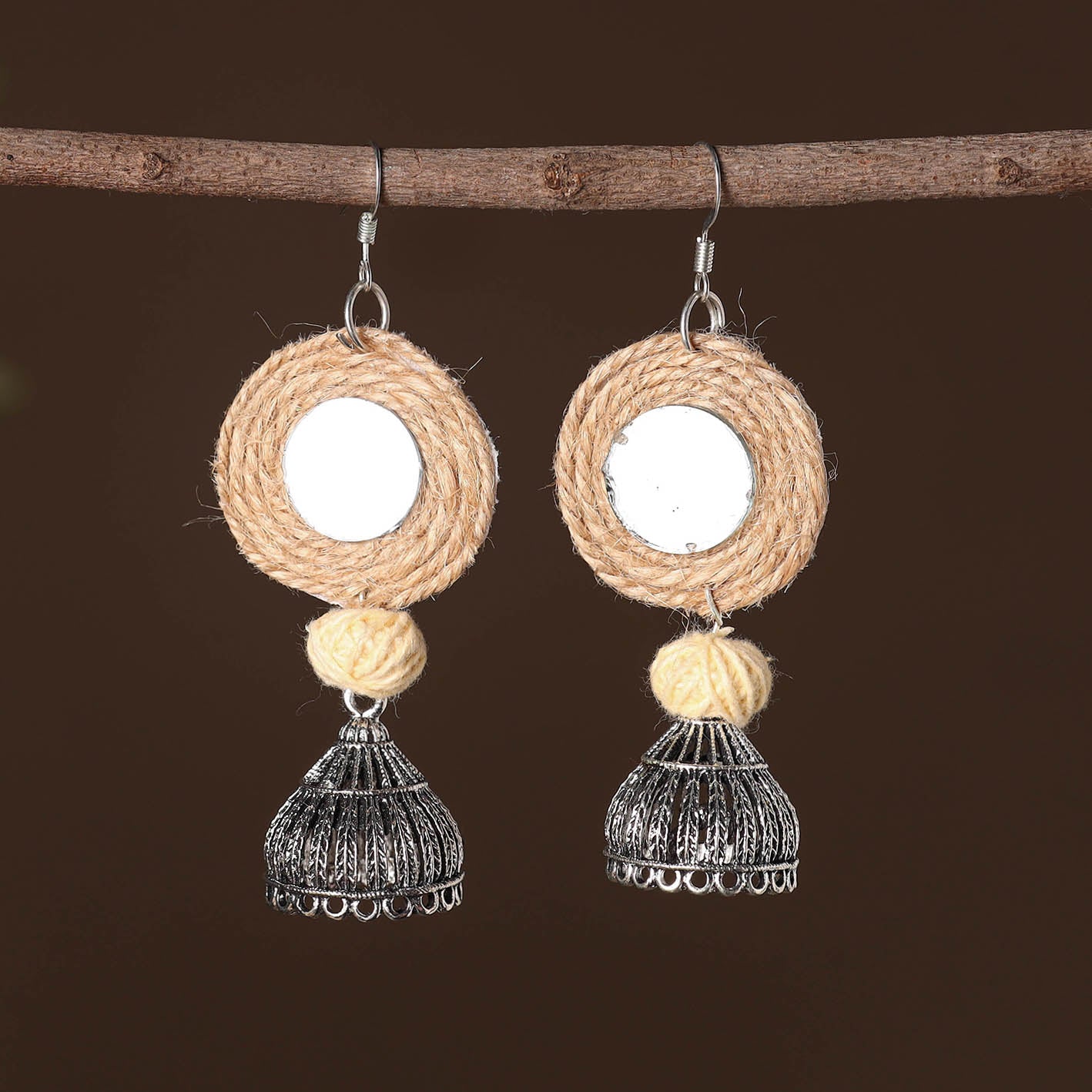 Anika German Silver Jute Jhumki Earrings