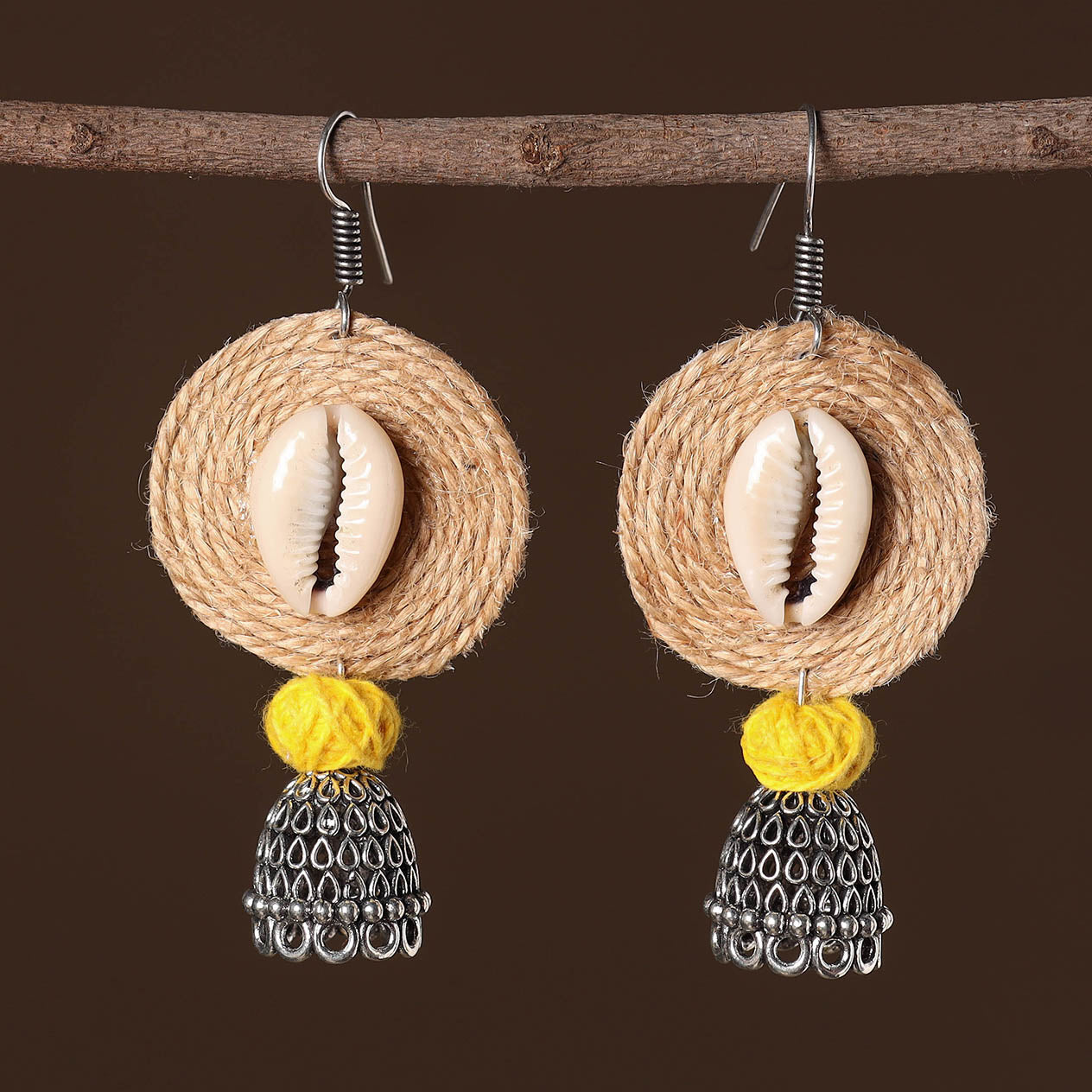 Aashi German Silver Jute Jhumki Earrings