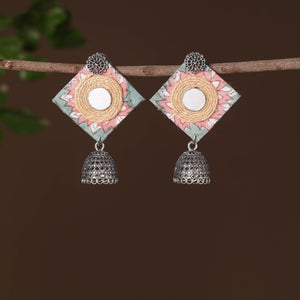 Anam German Silver Jute Fabart Jhumki Earrings