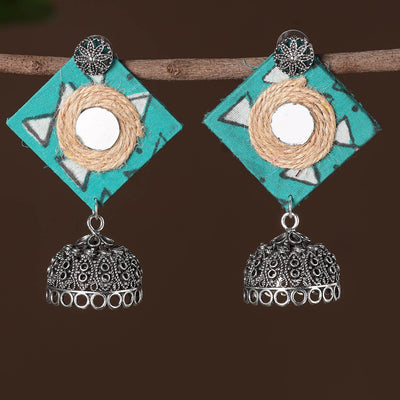 Ayat German Silver Jute Fabart Jhumki Earrings