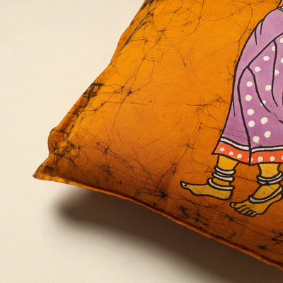 Orange - Pure Cotton Hand Batik Cushion Cover (18 x 18 in) 43