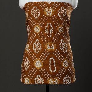 Brown - 3pc Kutch Tie-Dye Satin Cotton Bandhani Dress Material 83