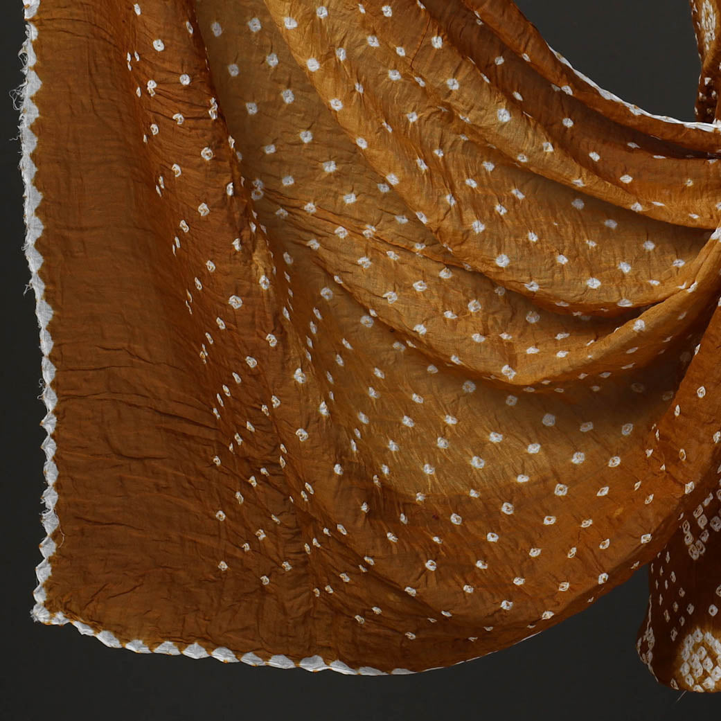 Brown - 3pc Kutch Tie-Dye Satin Cotton Bandhani Dress Material 83