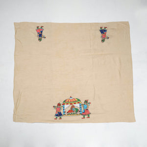 Beige - Bengal Kantha Embroidery Raw Silk Blouse Piece