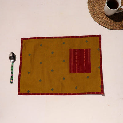 Brown - Handcrafted Jacquard Table Mat With Pocket 03