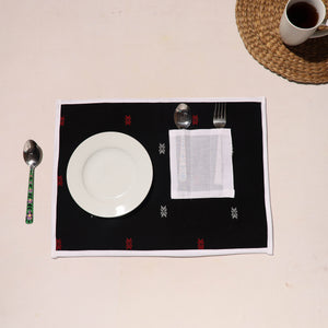 Black - Handcrafted Jacquard Table Mat With Pocket 04